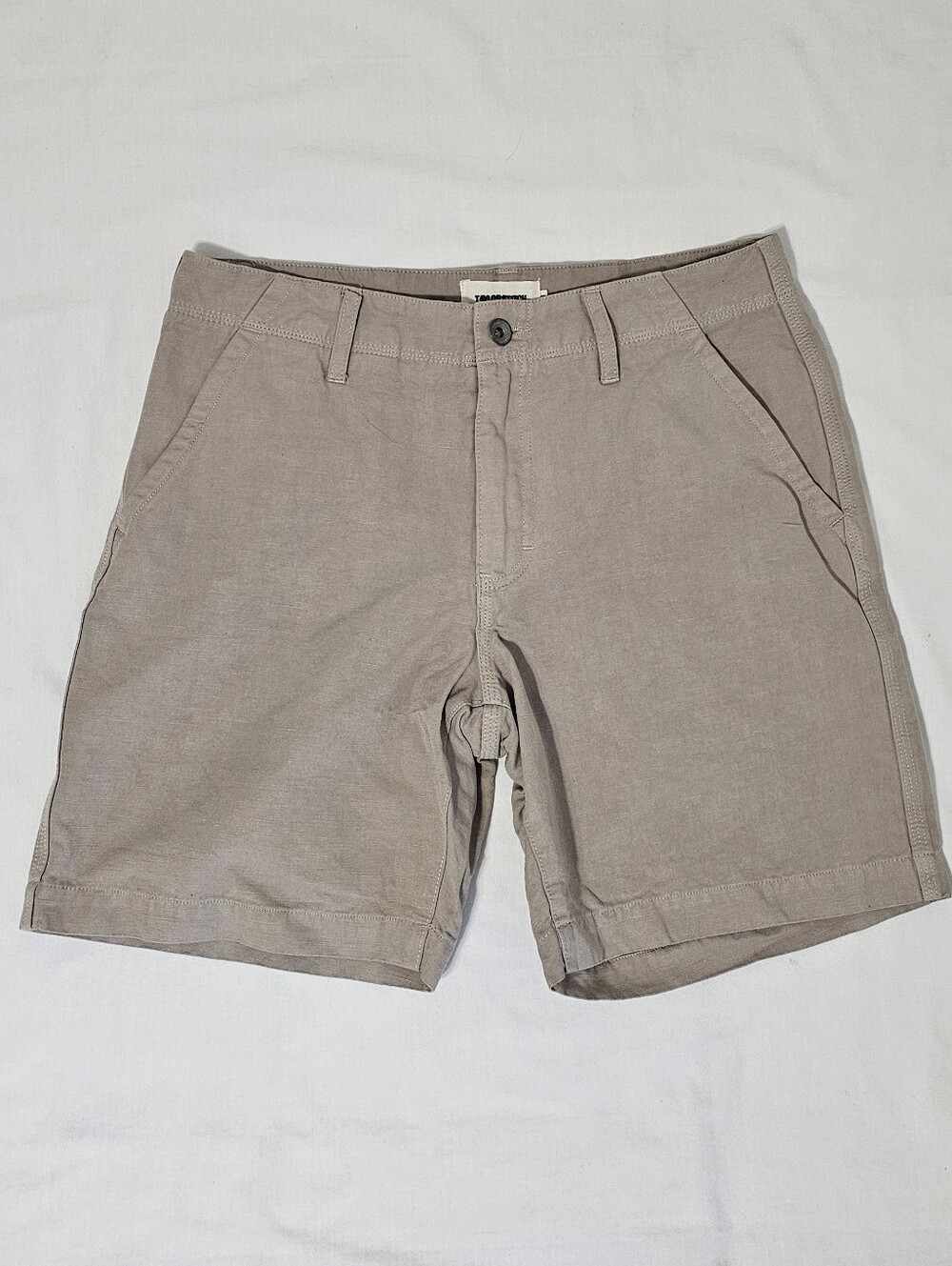 Taylor Stitch Men’s Khaki Organic Cotton Linen Chino Minimalist Shorts Size 30